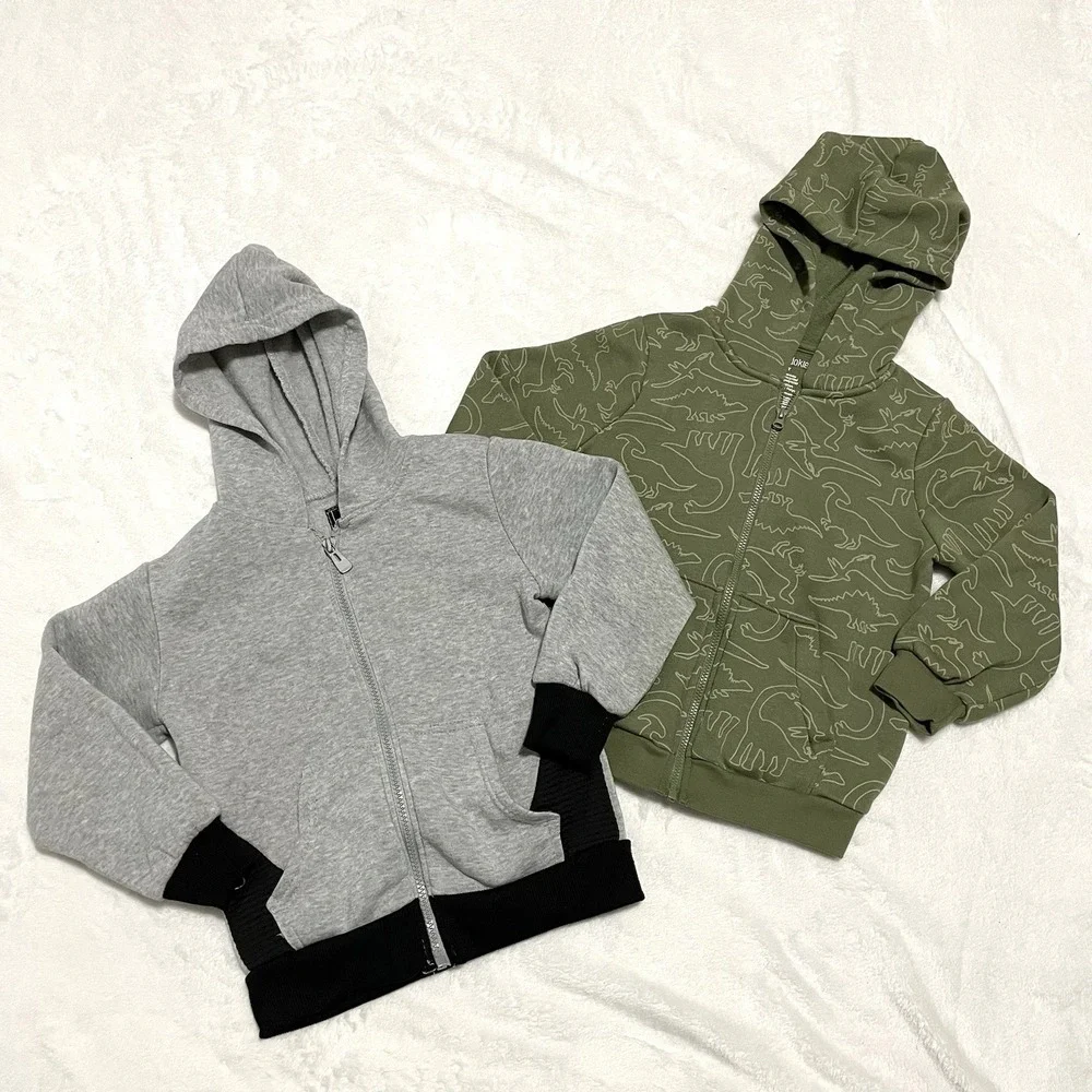 Set Of 2 Hooded Zip-up Jackets Okie Dokie Retro Stitch Toddler Boy's Size 4T - Picture 1 of 5